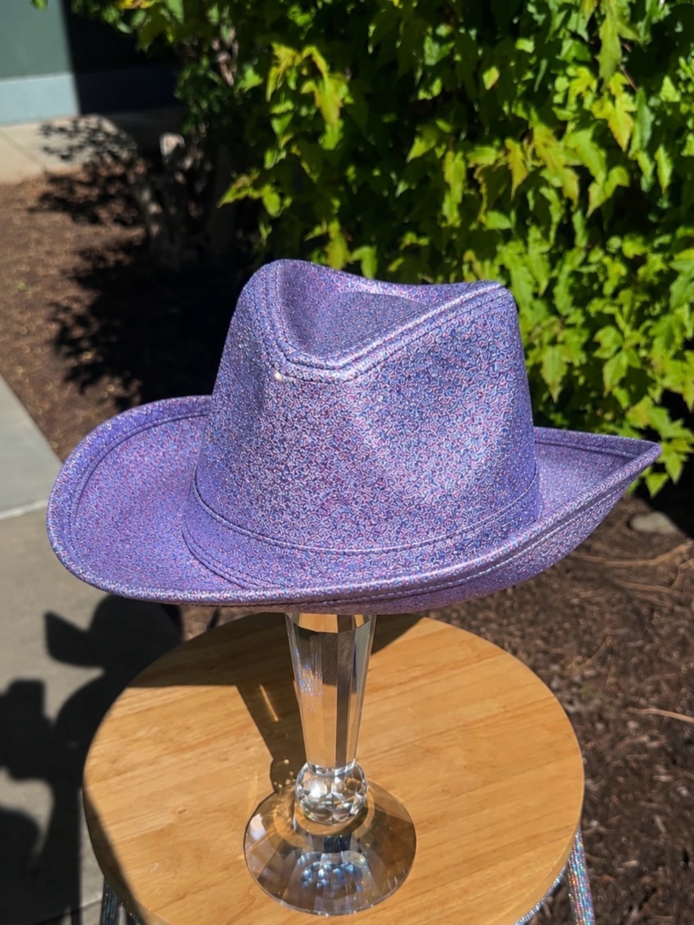 Justice Purple Glitter Cowboy Hat Wire Brim Disco Cowgirl Festival